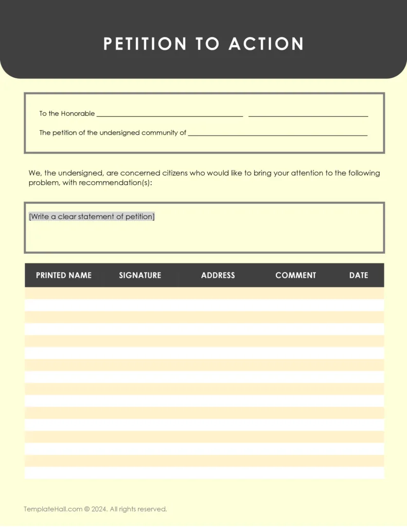 Editable Petition to Action Template 05