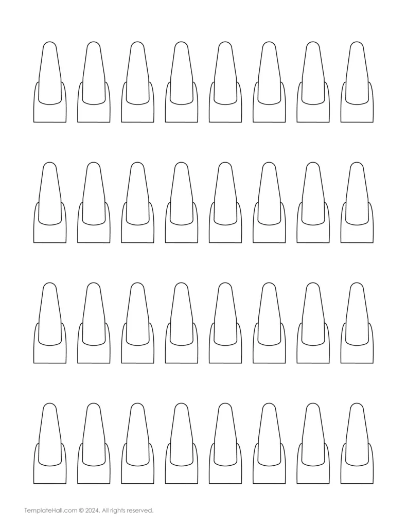 Free Long Coffin Nail Template 01 PDF Format