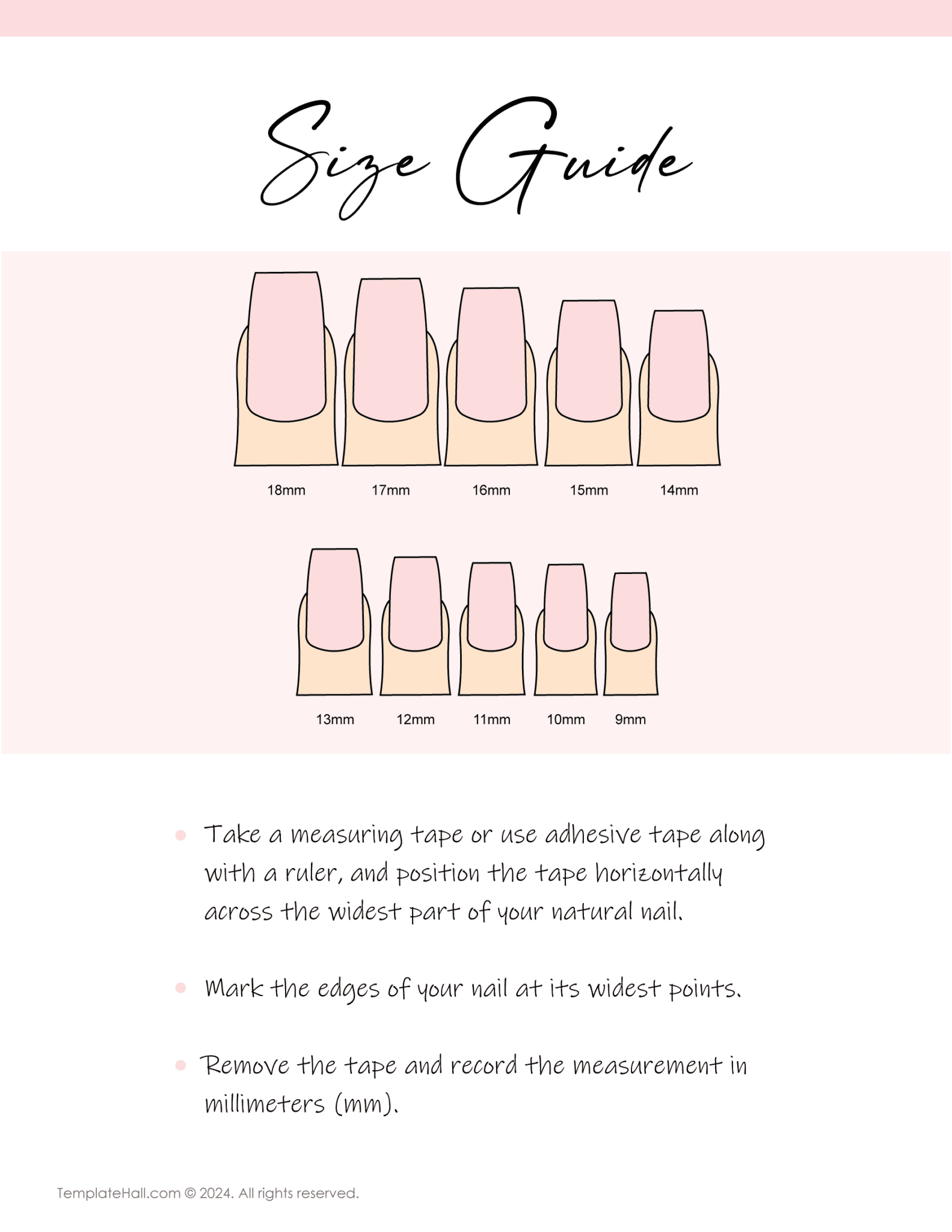 Printable Press On Nail Size Chart Templates PDF Download Printable Press On Nail Size Chart Templates PDF Download
