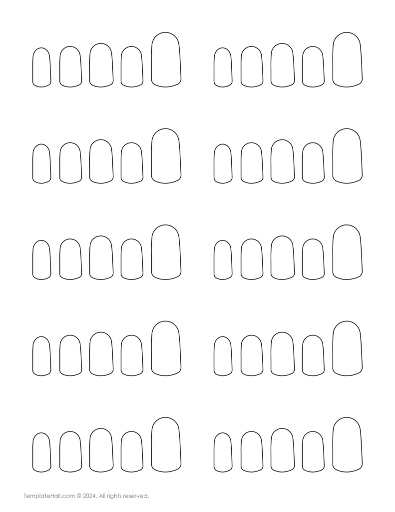 Free Nail Art Template 11 in PDF Format