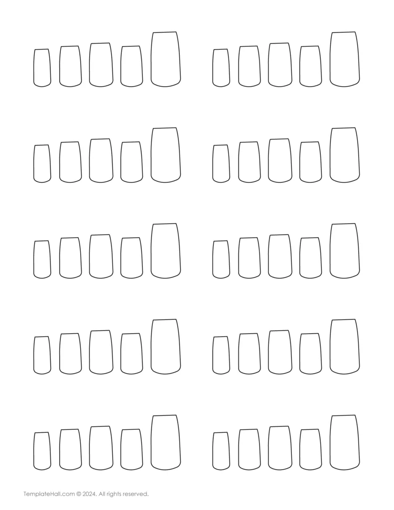 Printable Nail Art Template 11 in PDF Format
