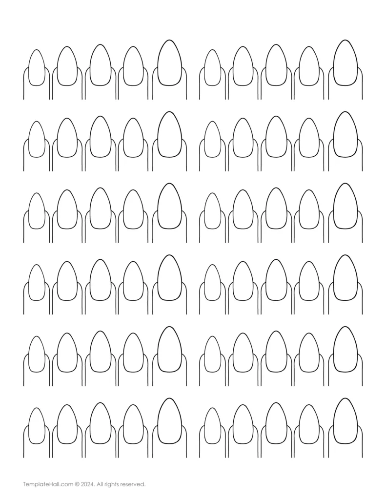 Printable Almond Nails Templates 02 in PDF Format