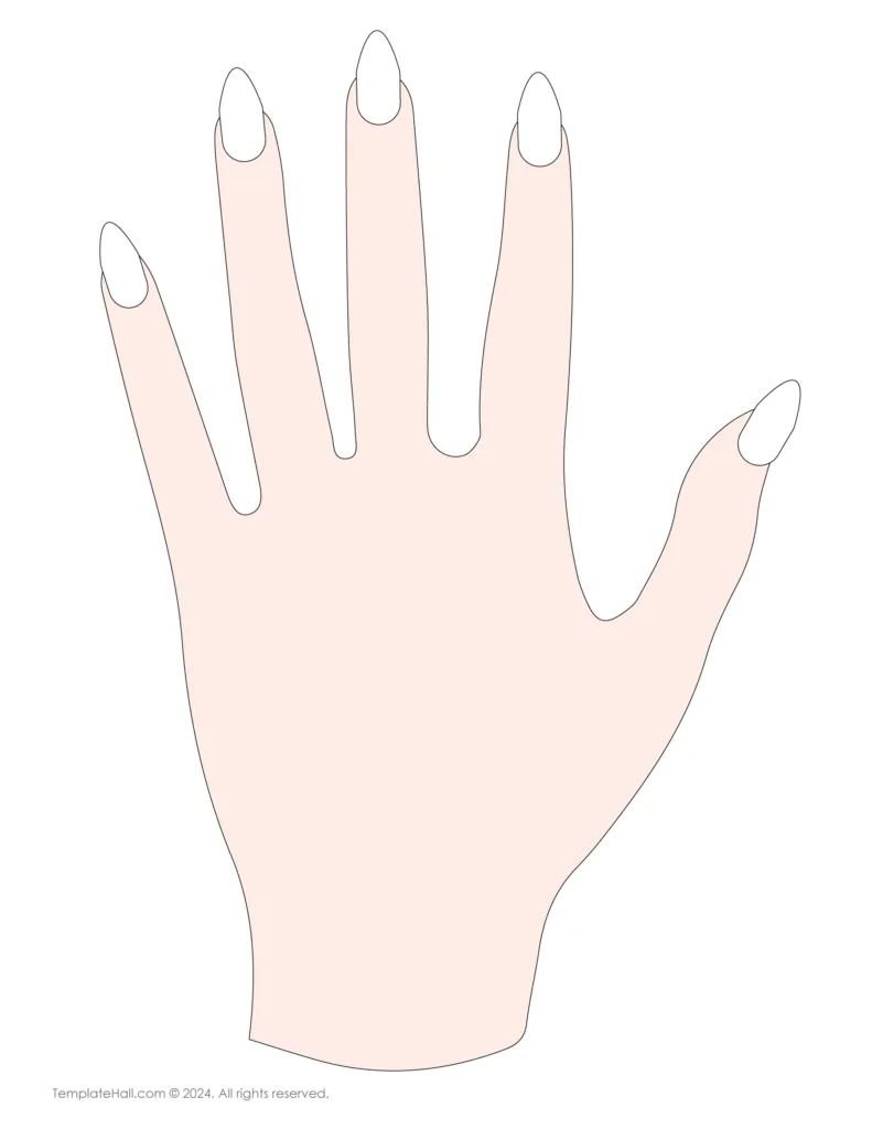 Printable Hand Nail Template 02 in PDF Format
