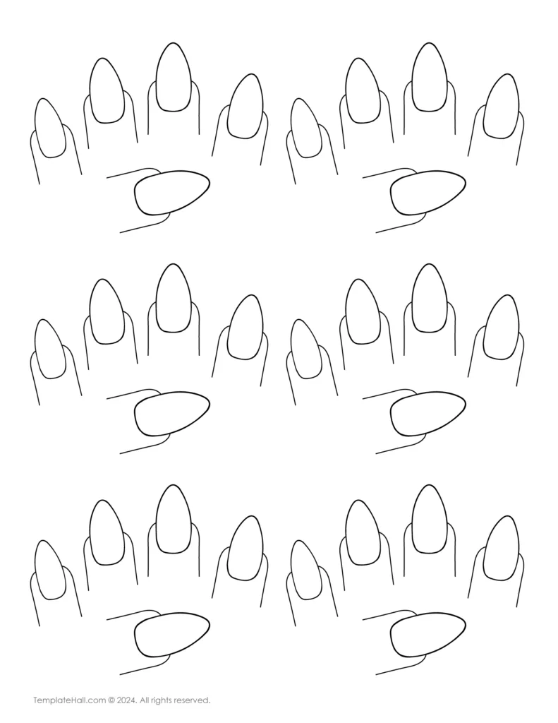 Customizable Almond Nails Templates 03 in PDF Format