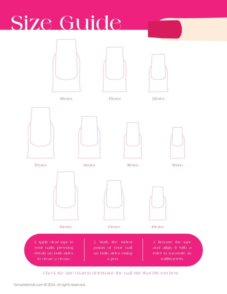 Download Press On Nail Size Chart Template 03 in PDF Format