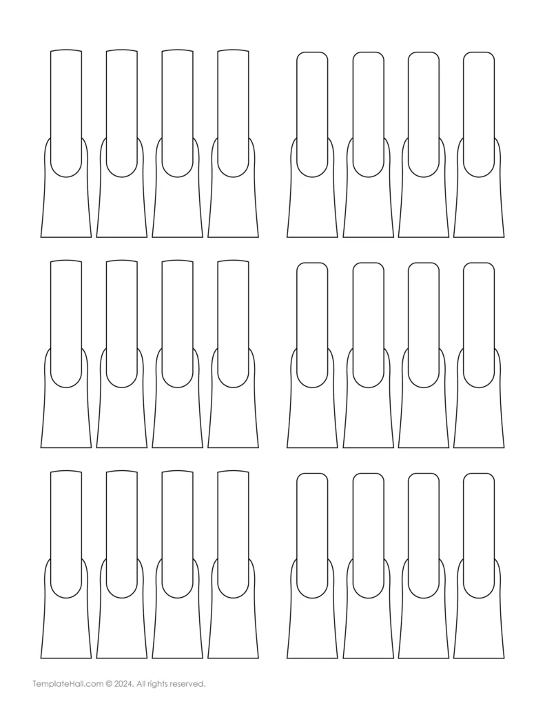 Easy to Use Long Coffin Nail Template 04 PDF Format