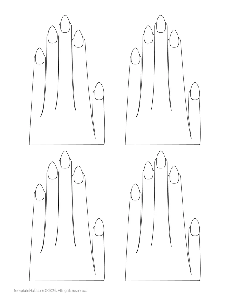 Printable Hand Nail Template 05 in PDF Format