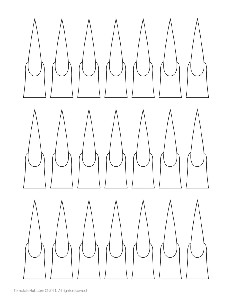 Black and White Long Coffin Nail Template 05 PDF Format
