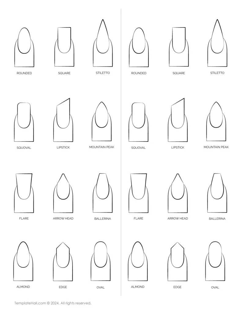 Customizable Nail Shape Template 05 in PDF