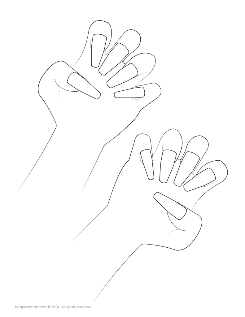 Hand Nail Template 07 in PDF Format