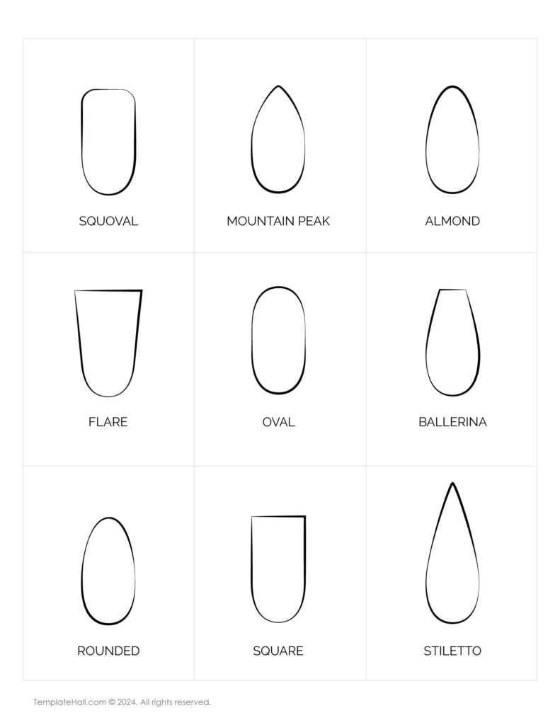 Printable Nail Shape Template 08 PDF Download