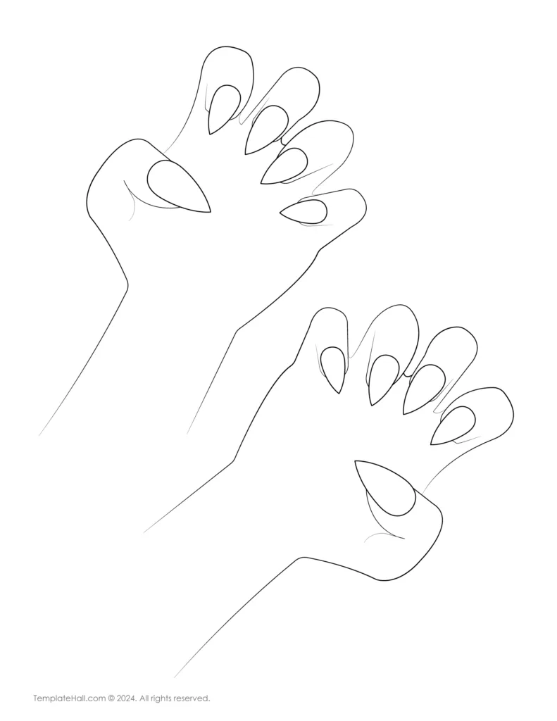 Black and White Hand Nail Template 09 in PDF Format