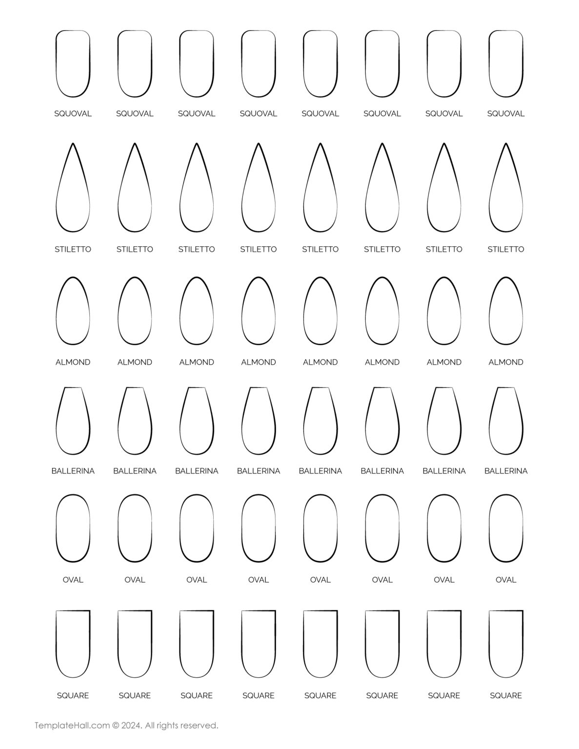 9+ Printable Nail Shape Templates [Free PDF Download]
