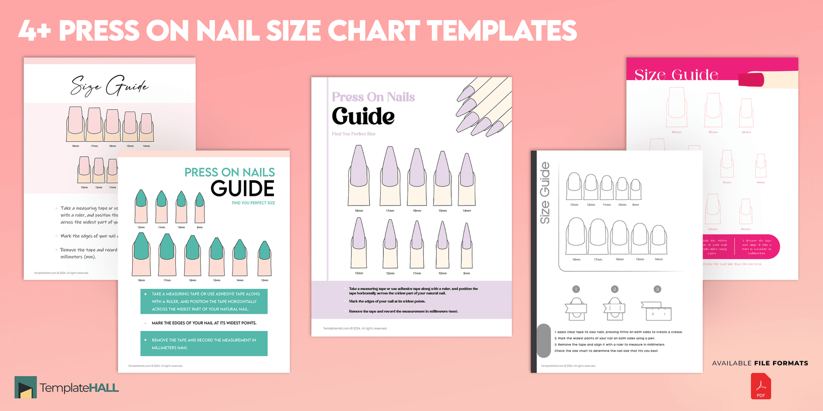 Free Printable Press On Nail Size Chart Template PDF