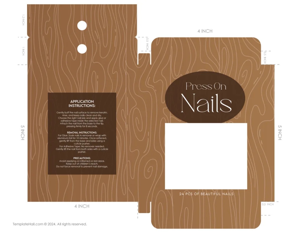 Press-on Nail Box Packaging Template 10 in PDF and AI
