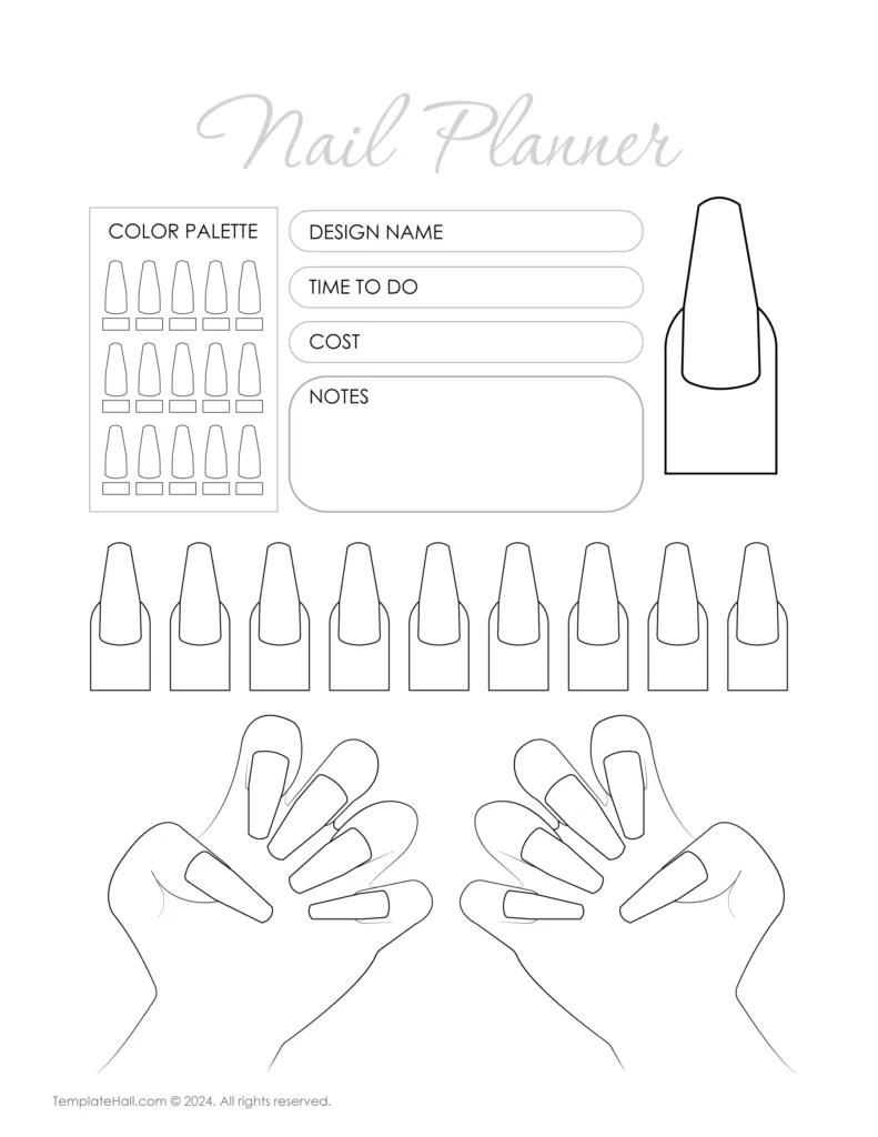 Editable Nail Planner Template 03 in Word Format