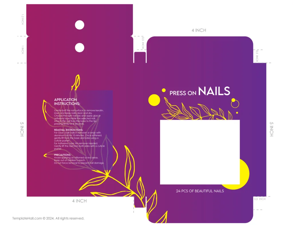 Editable Press-on Nail Box Packaging Template 03 in PDF and AI