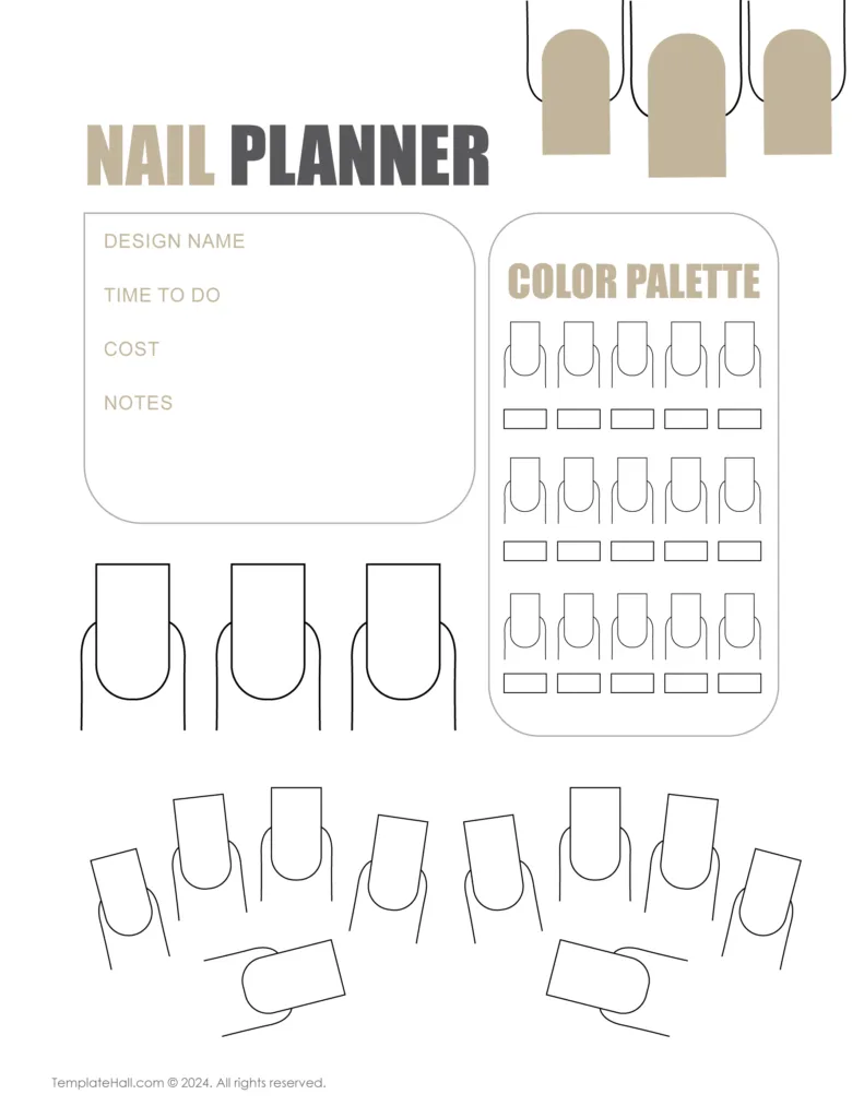 Customizable Nail Planner Template 04 in G. Docs Format