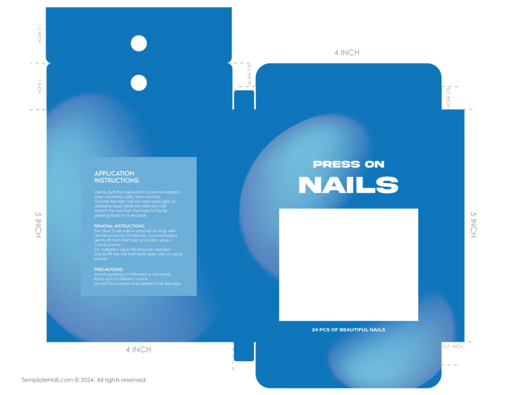 Download Press-on Nail Box Packaging Template 04 in PDF and AI