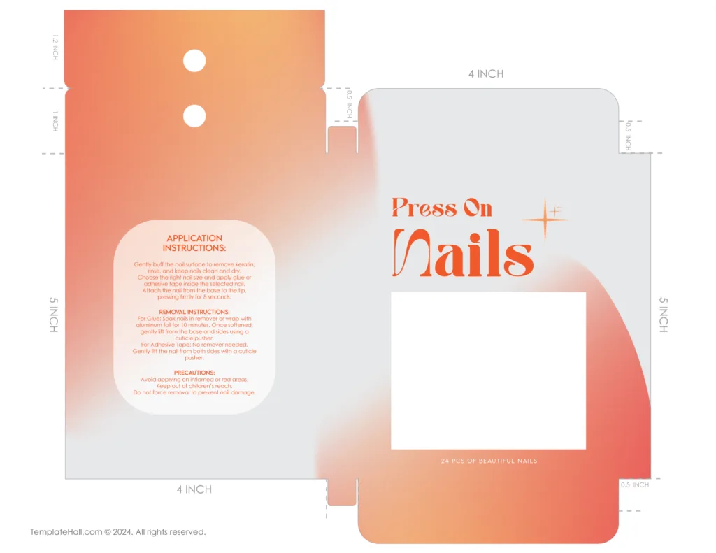 Customizable Press-on Nail Box Packaging Template 07 in PDF and AI