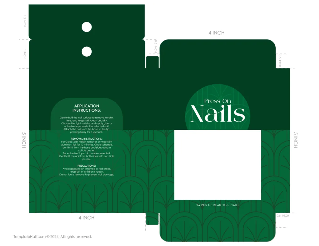 Free Press-on Nail Box Packaging Template 08 in PDF and AI
