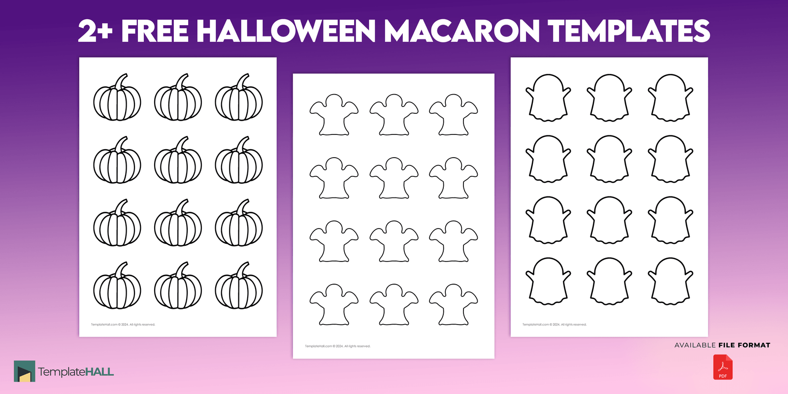 Free Printable Halloween Macaron Template in PDF