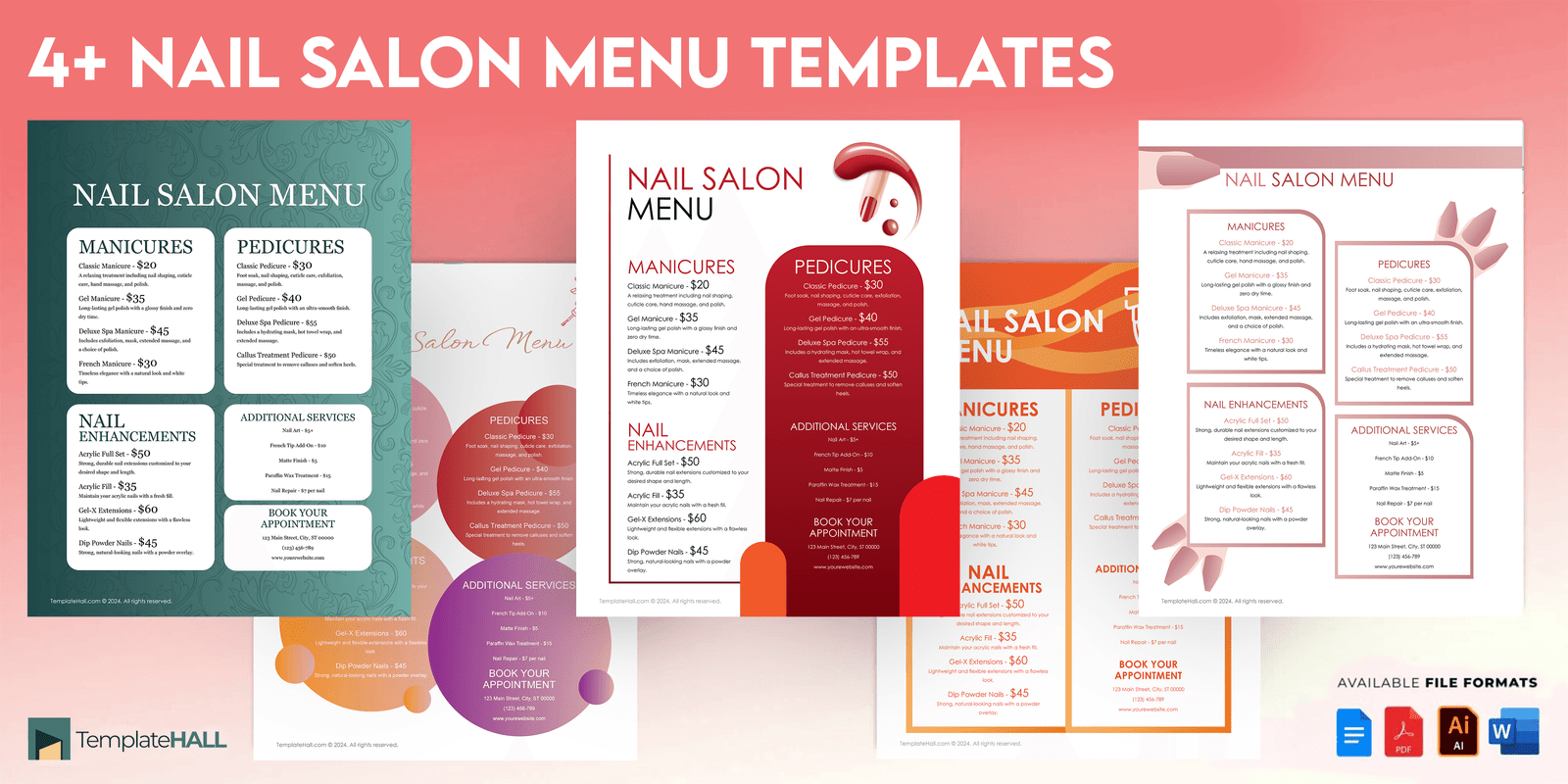 Free Printable Nail Salon Menu Templates