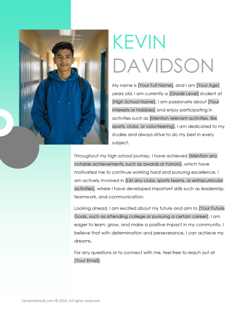 Free High School Student Biography Template in Word and G. Docs