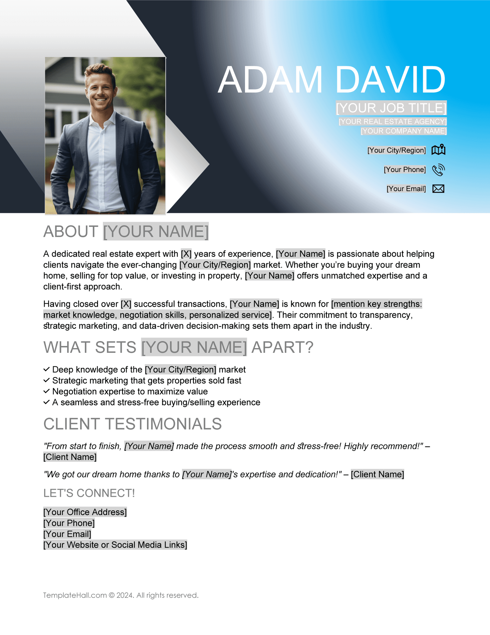 Free Real Estate Agent Bio Template to Download