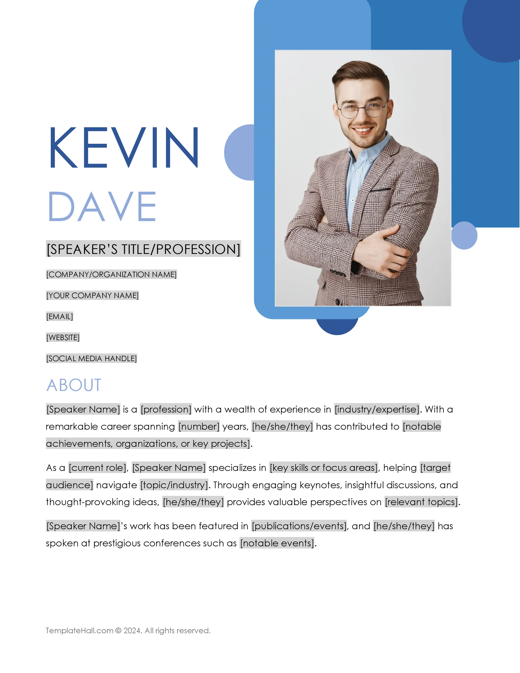 Free Speaker Bio Template in all formats