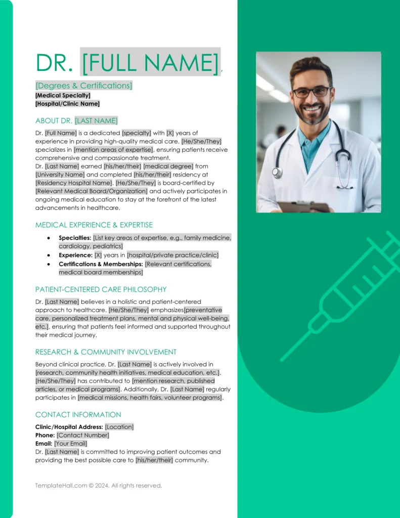 Free Doctor Biography Template You Can Download in all formats