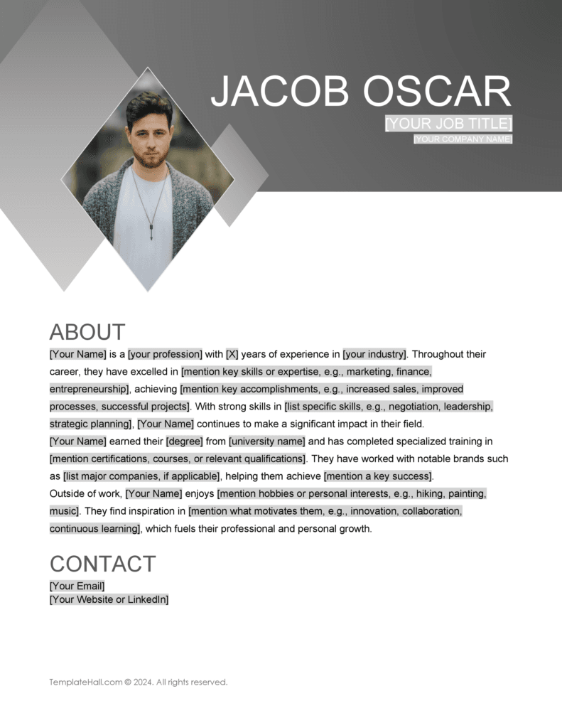 Word and Google Docs Free Professional Bio Template 04