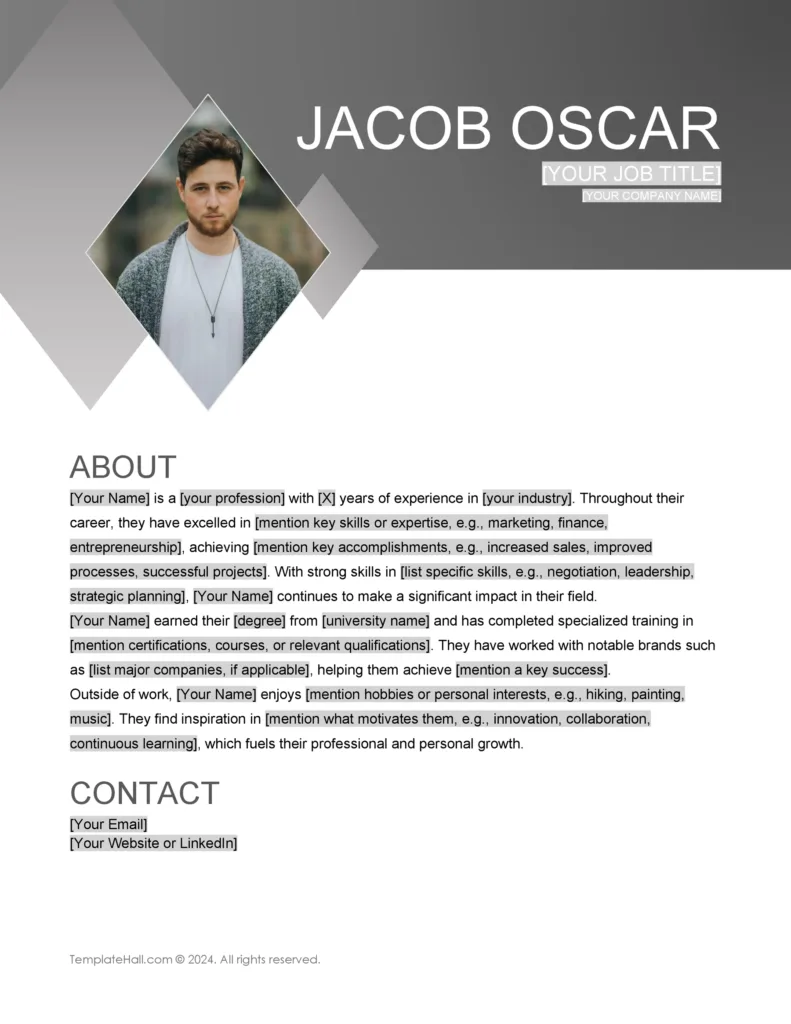 Word and Google Docs Free Professional Bio Template 04